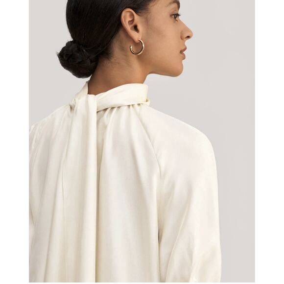 LILYSILK Women Silk Ivory High Neck Elegant Minimalist Office Party Old Money - Picture 3 of 6